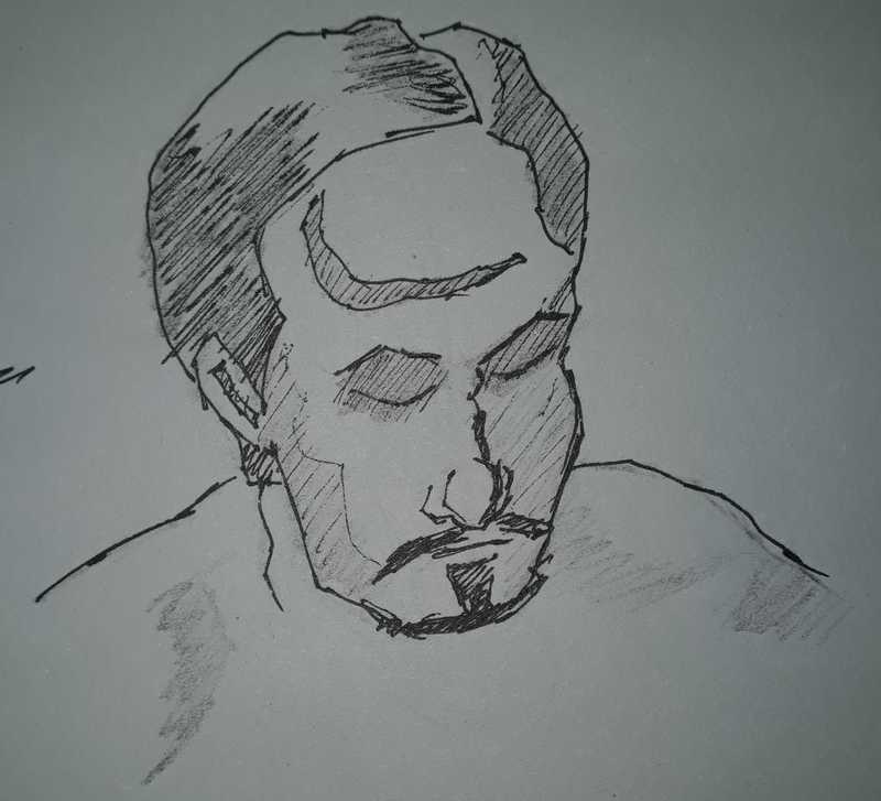 Man, 2 of 2, portrait, pencil and ink
