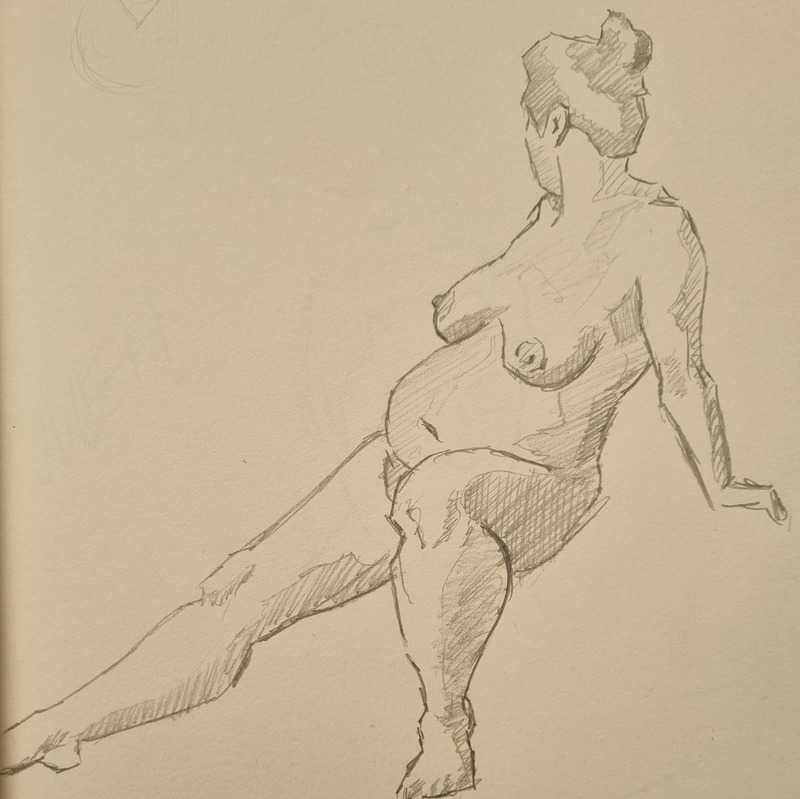 Woman, 6 of 11, seated, pencil