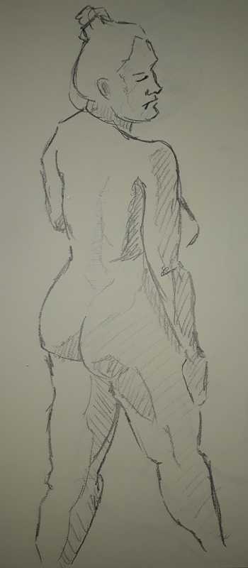 Woman, 4 of 5, standing (rear), pencil