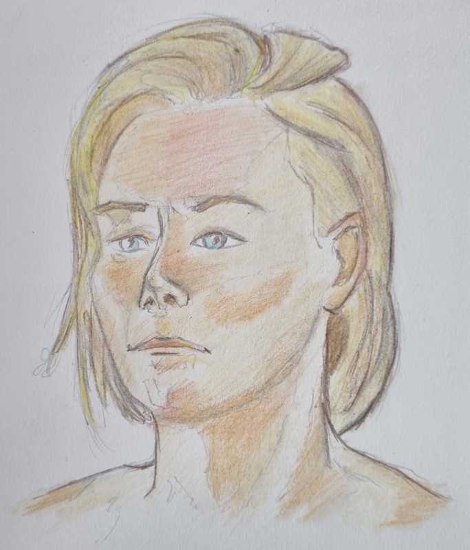 Woman, portrait, colour pencil