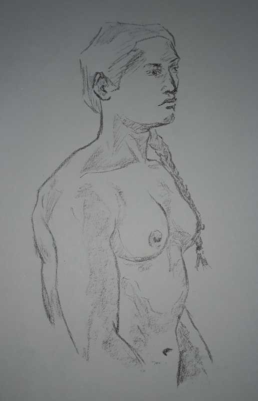 Woman, 3 of 3, torso, pencil
