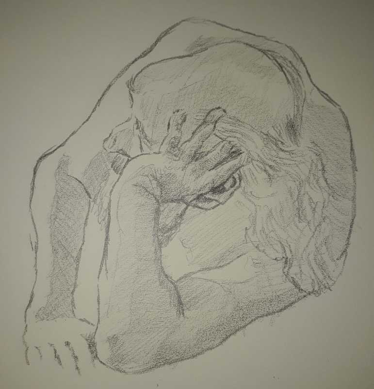 Man, 7 of 7, reclined (foreshortened), pencil
