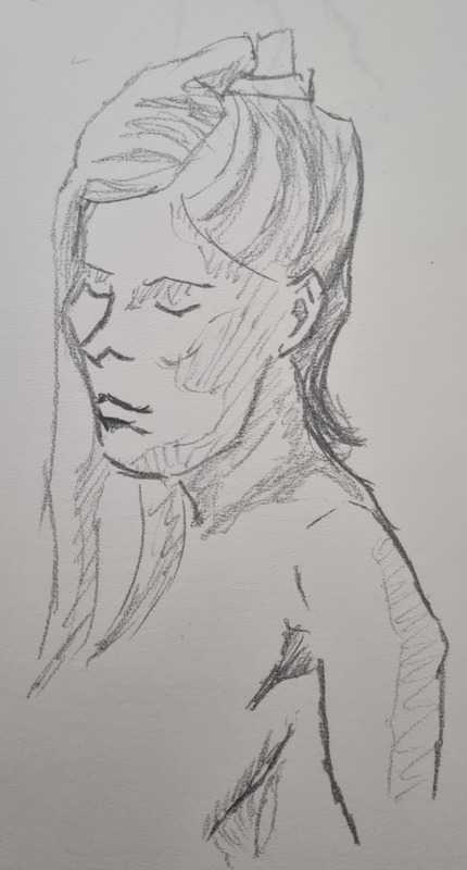 Woman, 3 of 8, standing, pencil
