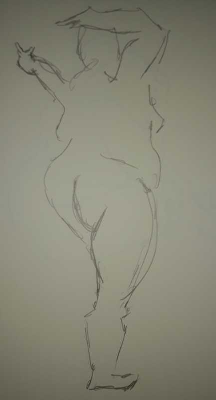 Woman, 1 of 9, standing (rear, 1 min), pencil