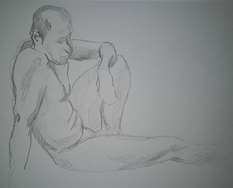 Man, seated, pencil