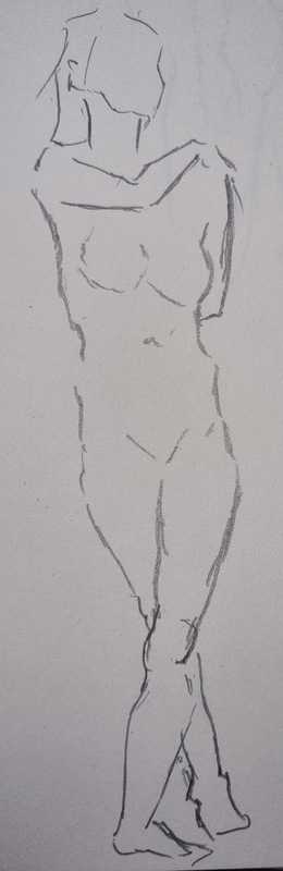 Woman, 1 of 8, standing, pencil