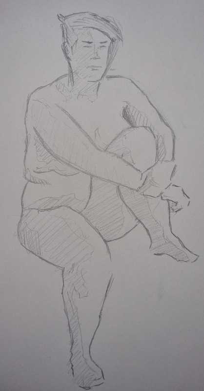 Woman, 5 of 6, sitting, pencil