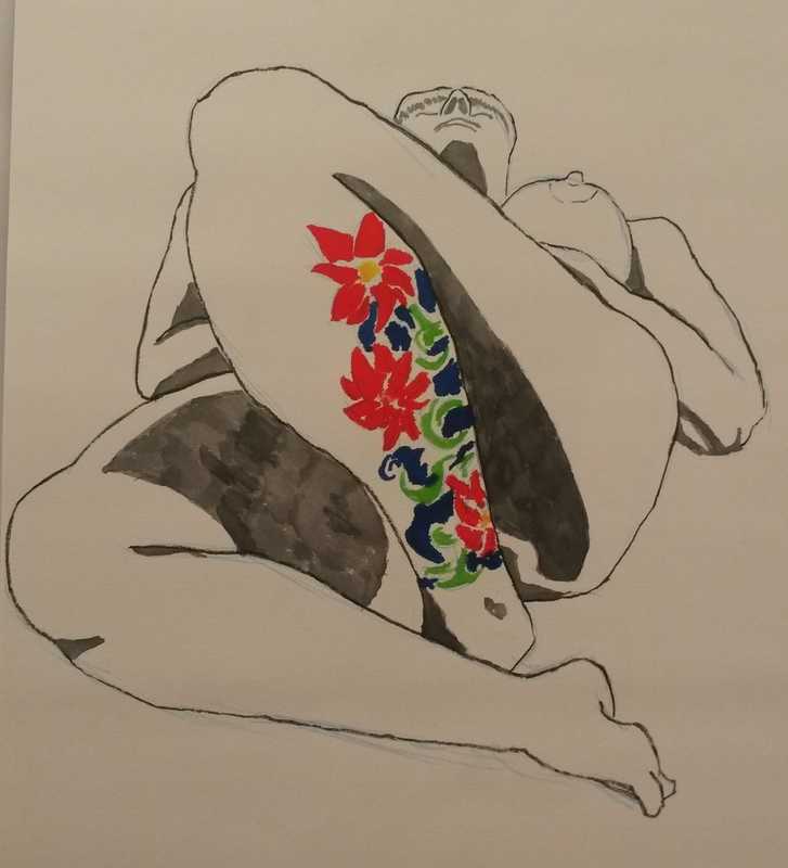 Woman, 5 of 6, reclined and foreshortened 2 of 2, inks