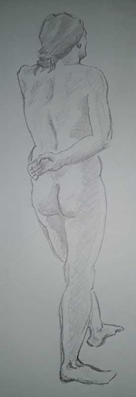 Woman, 4 of 7, standing, pencil