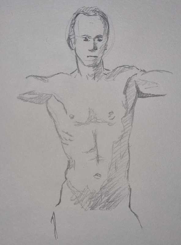 Man, 4 of 6, standing, pencil