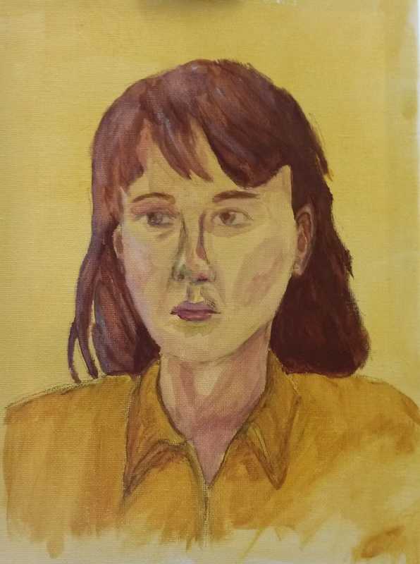 Woman, portrait, acrylic paint