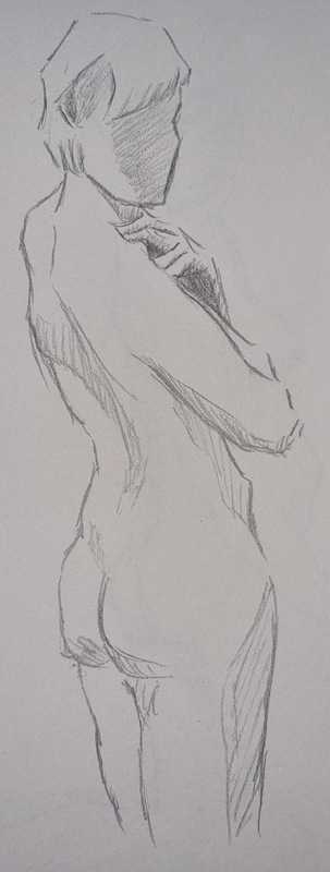Woman, 6 of 8, standing, pencil