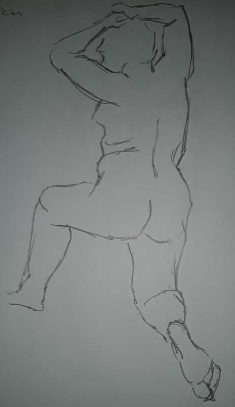 Woman, 2 of 5, kneeling (rear), pencil