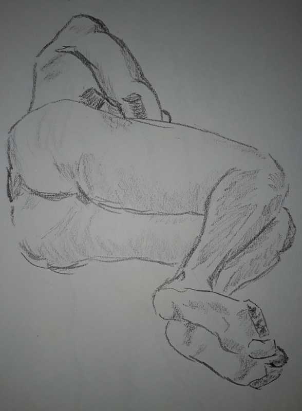 Woman, 1 of 4, lying, pencil
