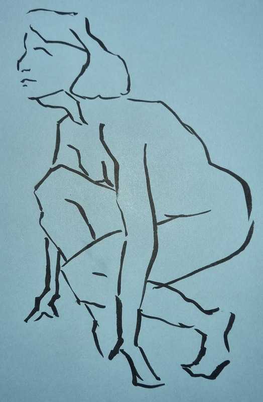 Woman, 11 of 11, ink/coloured paper, standing, 2 minutes