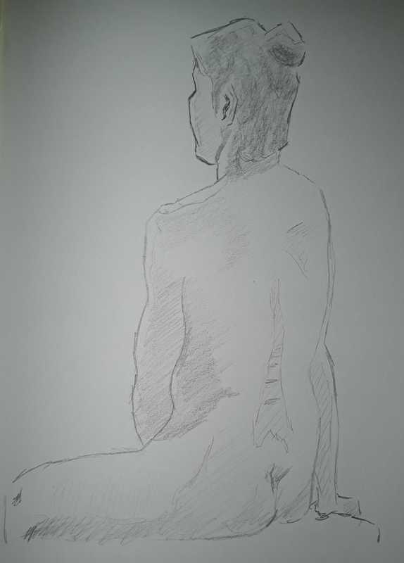 Woman, 2 of 2, seated, pencil
