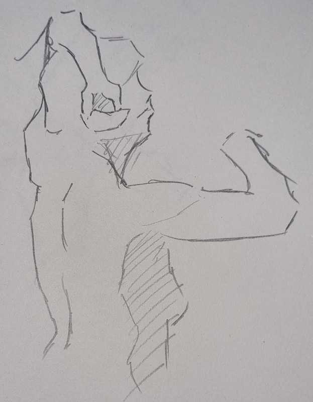 Woman, 2 of 8, standing, pencil
