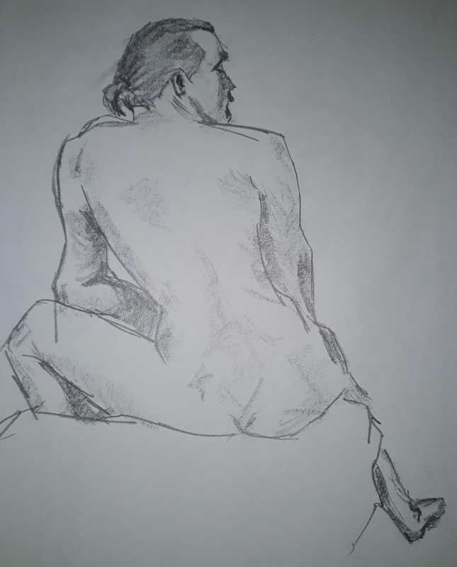 Man, 2 of 7, seated (rear), pencil