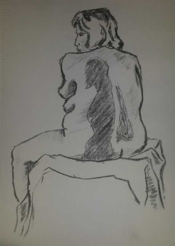 Woman, 3 of 5, seated, rear