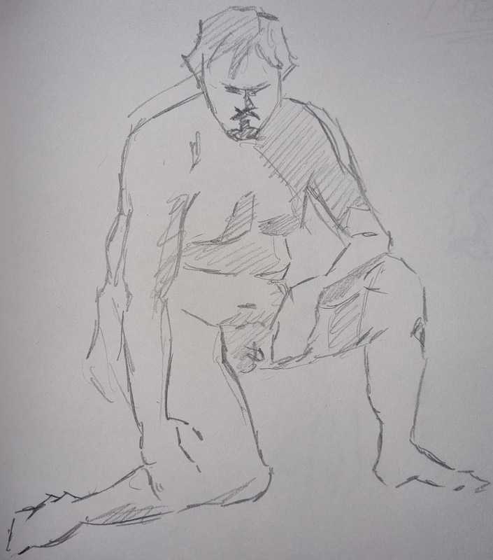 Man, 1 of 2, seated, pencil