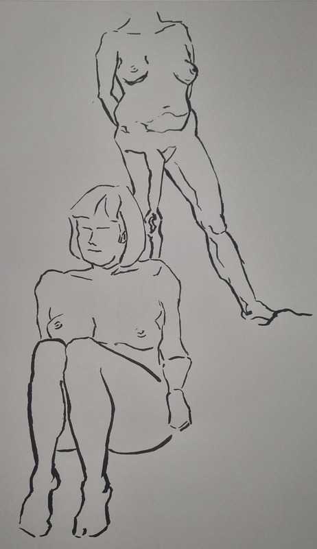 8 of 9, women, standing/seated, ink