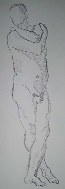 Man, 3 of 4, standing, pencil