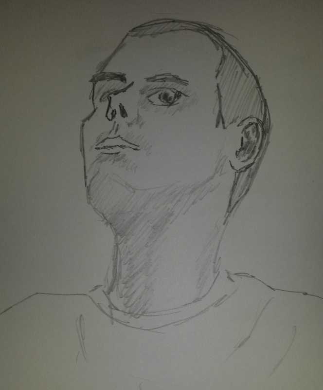 Portrait, male, looking up