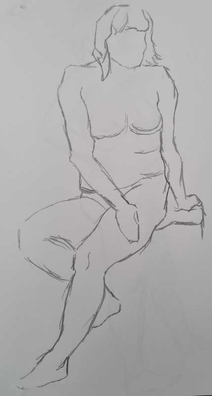 Woman, 3 of 7, seated, pencil