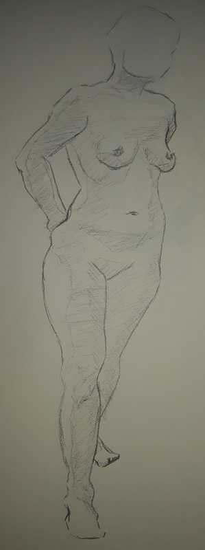 Woman, 4 of 5, standing, pencil