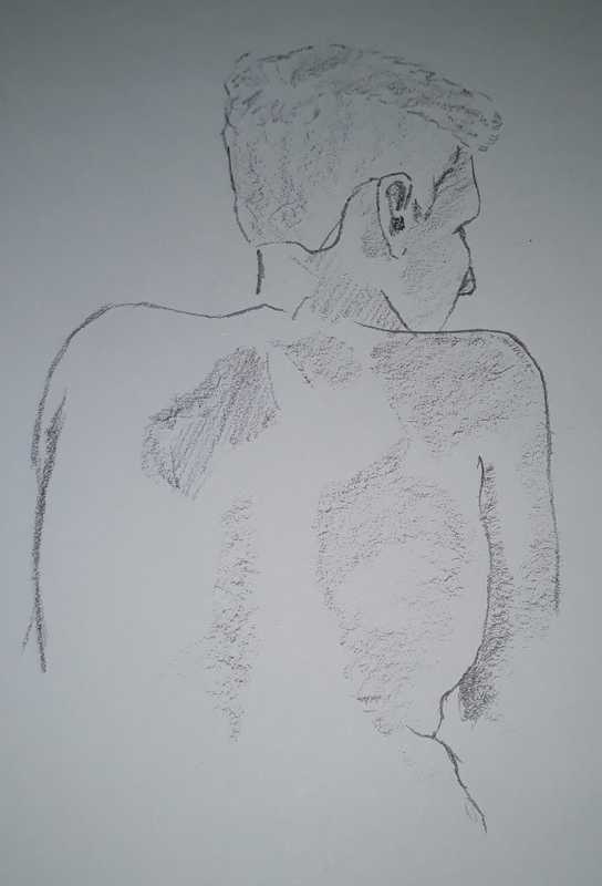 Woman, 6 of 7, seated (1 of 2) - upper back, pencil