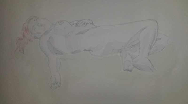 Woman, reclined, watercolour