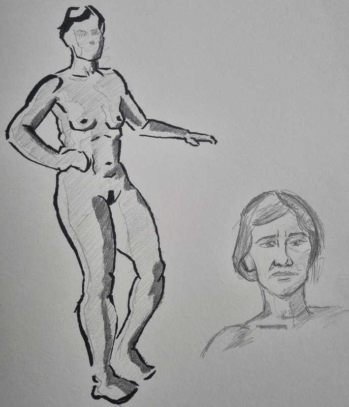 Woman, 4 of 4, standing, quick sketechs