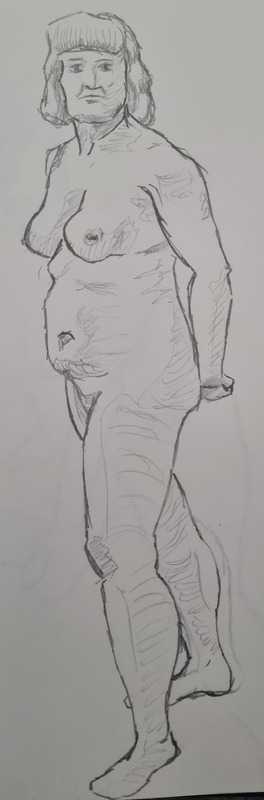 Woman, 2 of 7, standing, pencil