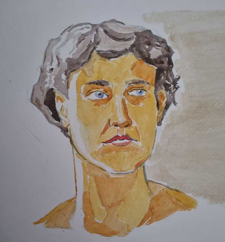 Woman, 2 of 2, portrait, watercolour