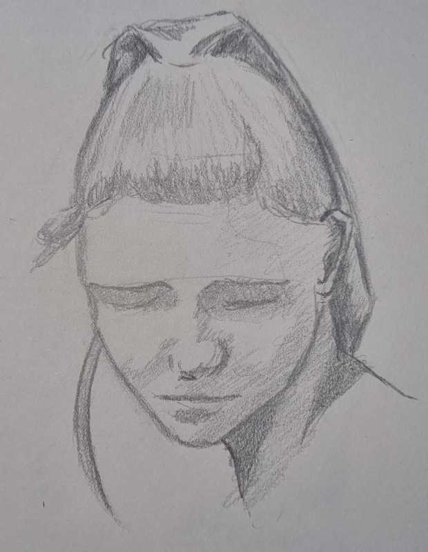 Woman, 6 of 8, portrait, pencil