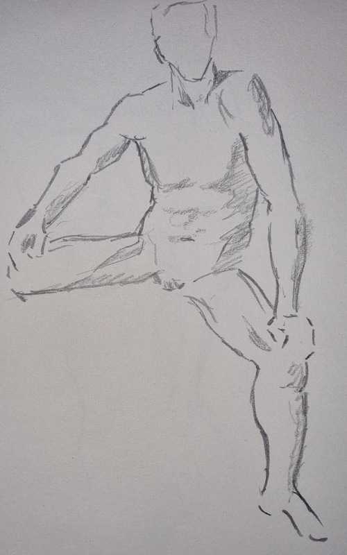 Man, 2 of 6, sitting, pencil