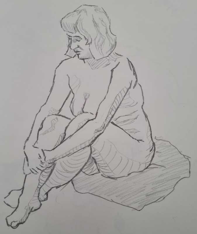 Woman, 5 of 7, seated, pencil