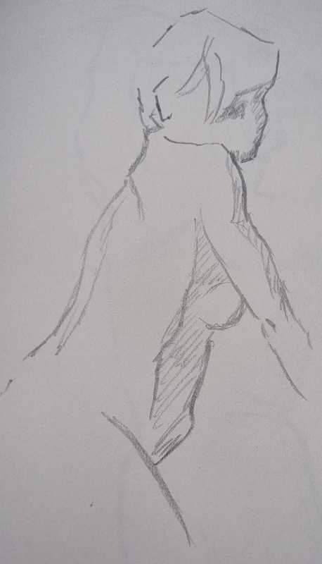 Woman, 4 of 10, standing, pencil