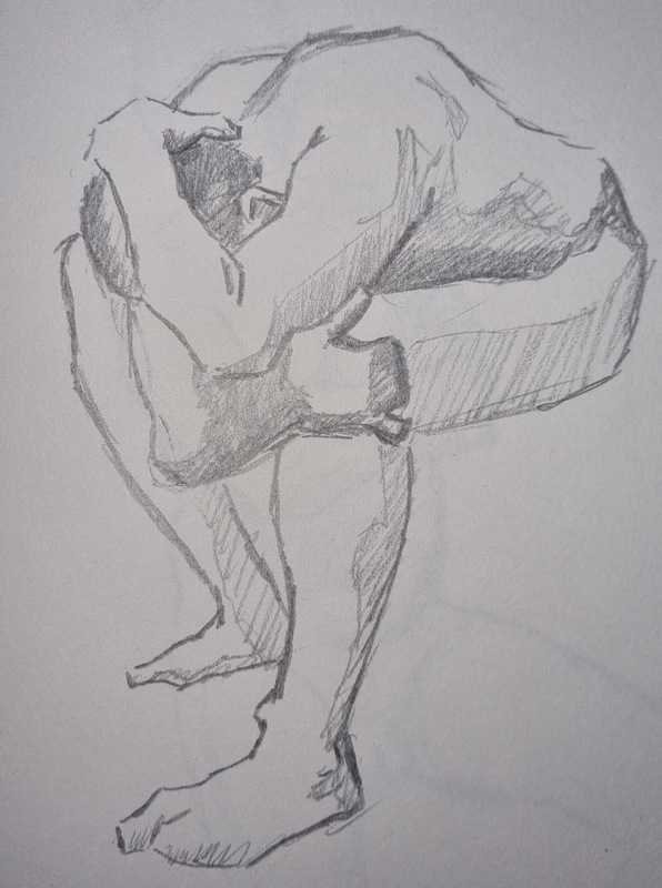 Man, 6 of 7, seated, pencil