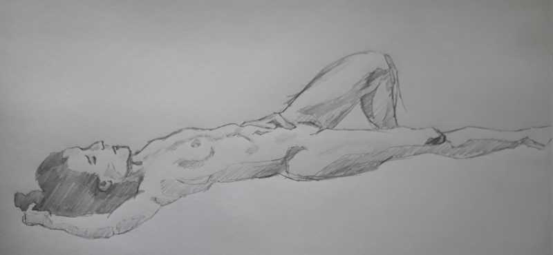 Woman, 3 of 5, lying, pencil