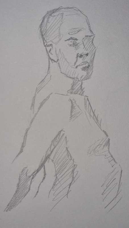 Man, 5 of 8, standing, pencil