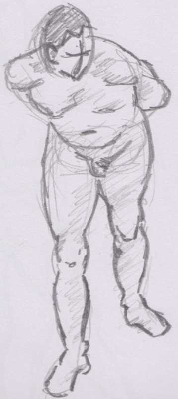 Man, leaning forwards