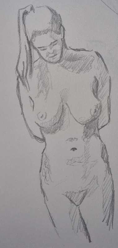 Woman, 5 of 8, standing, pencil