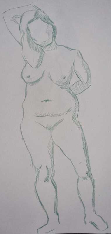 Woman, 5 of 10, standing, green pencil
