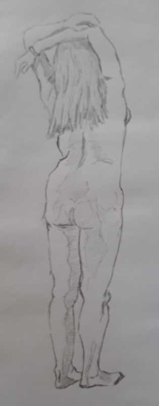 Woman, 1 of 7, standing (rear), pencil