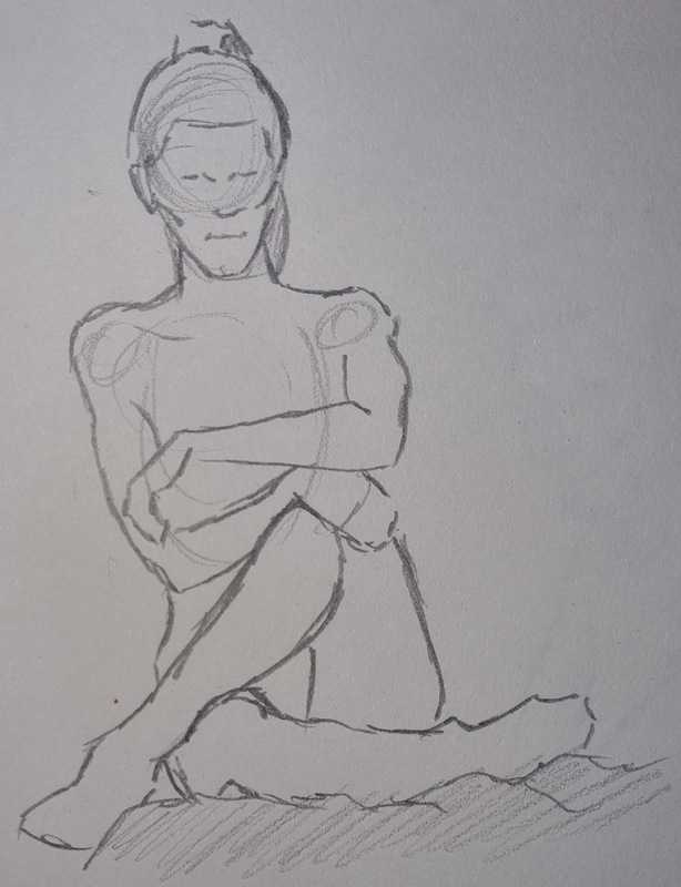 Woman, 3 of 8, seated, pencil