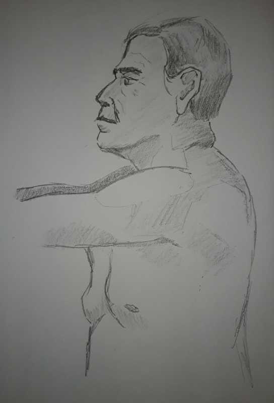 Man, 2 of 7, profile, pencil