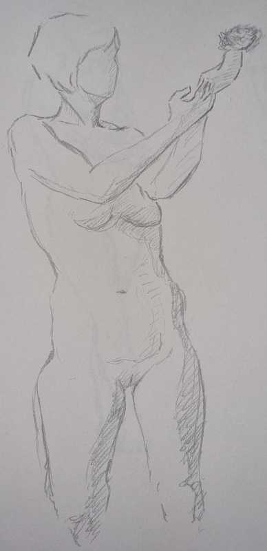 Woman, 7 of 10, standing, pencil