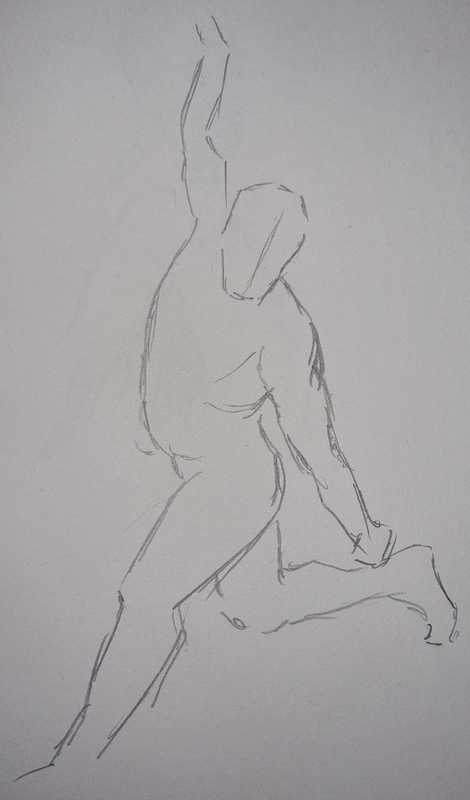 Man, 4 of 8, kneeling, pencil
