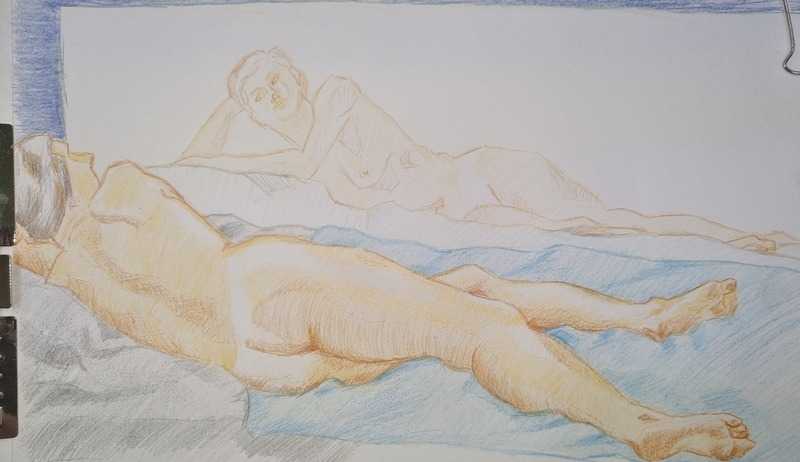 Woman lying in front of mirror